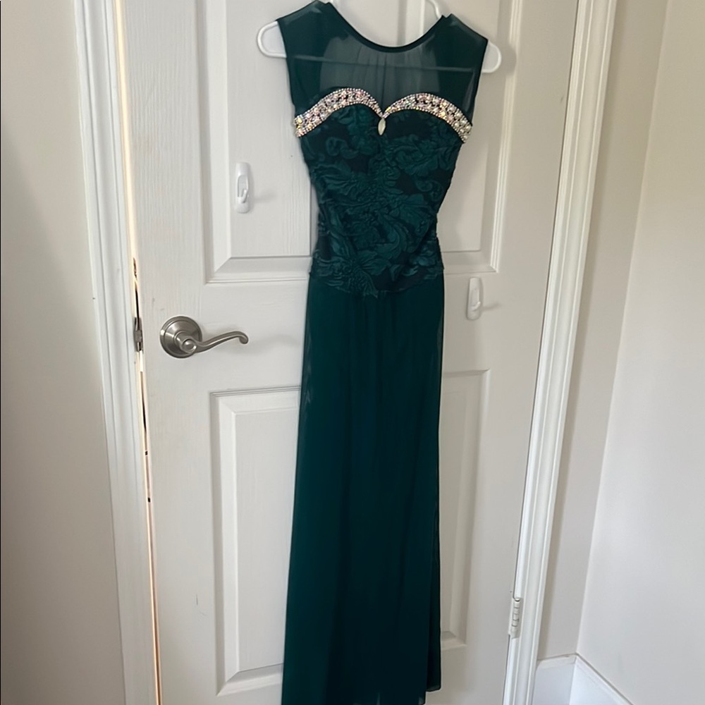 Competitive Dance Costume dress - Dark Green Embellished Lyrical Dance